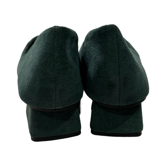 Green Suede Flats with Decorative Buckle - Picture 3 of 5